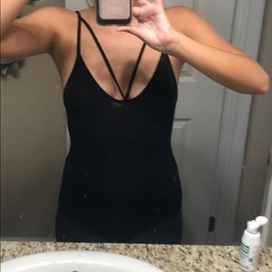 Black strappy tank top body piece